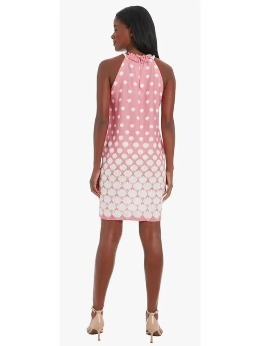 London Times Pink Shell-Print Sleeveless Dress - Picture 2 of 6